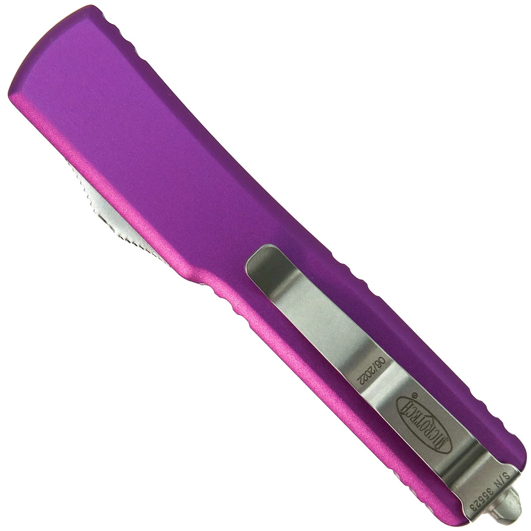 Microtech Violet Contoured UTX70 OTF Knife, Stonewash Blade - Image 2