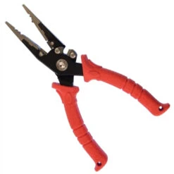 Bubba Blade Red 8.5" Fishing Pliers, Dark Grey/Black Jaws