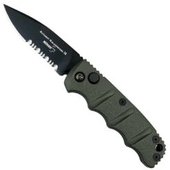 Boker Grey Mini Kalashnikov Auto Knife, D2 Black Combo Blade