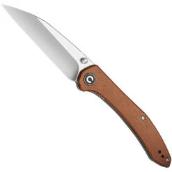 CIVIVI Brown Micarta Hadros Liner Lock Knife, Satin Wharncliffe Blade