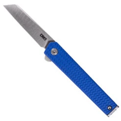 CRKT Blue CEO Microflipper Knife, Satin Sheepsfoot Blade