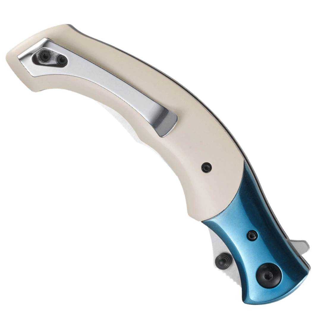 CRKT Ivory Micarta Ritual Spring Assist Knife, Satin Trailing Blade - Image 2