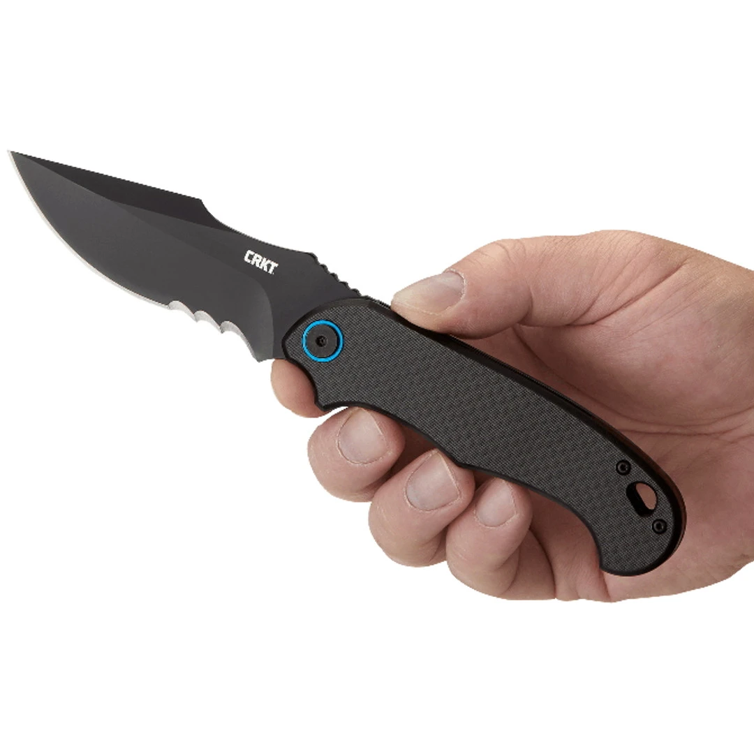 CRKT P.S.D. Spring Assist Carbon Fiber Knife, Black Combo Blade - Image 3
