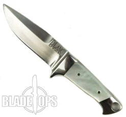 David Lang Custom Mini Fixed Blade, Pearl Handle, Silver Sheath