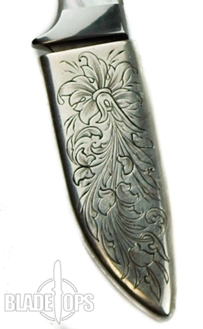 David Lang Custom Mini Fixed Blade, Pearl Handle, Silver Sheath - Image 2