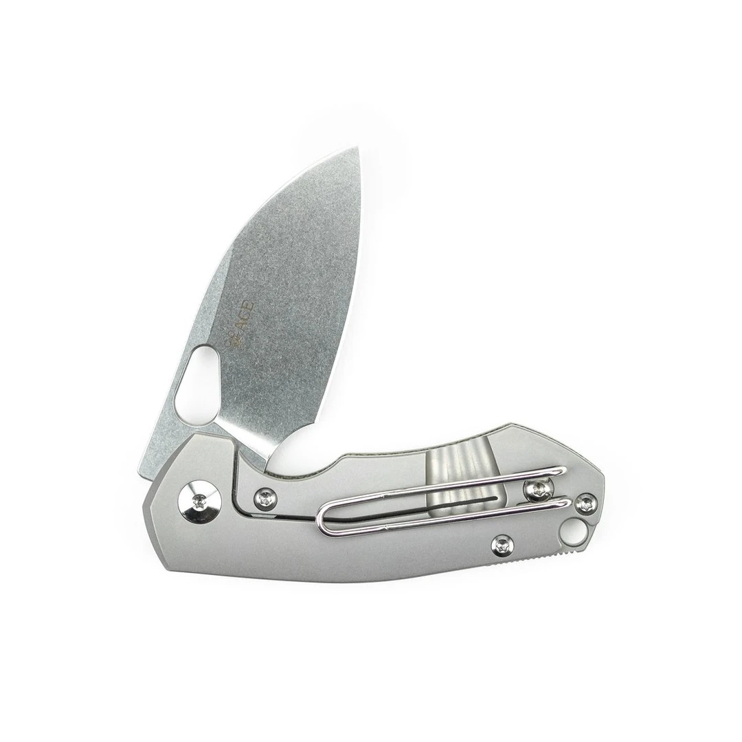 GiantMouse Green Canvas Micarta ACE Riv Framelock Knife, Elmax Satin Blade - Image 2