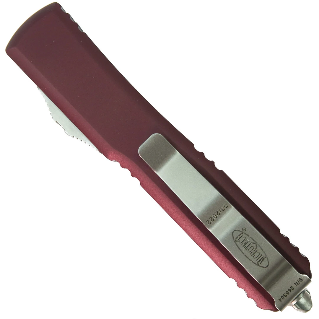 Microtech 122-4MR Merlot Contoured Ultratech D/E OTF Auto Knife, Satin Blade - Image 2