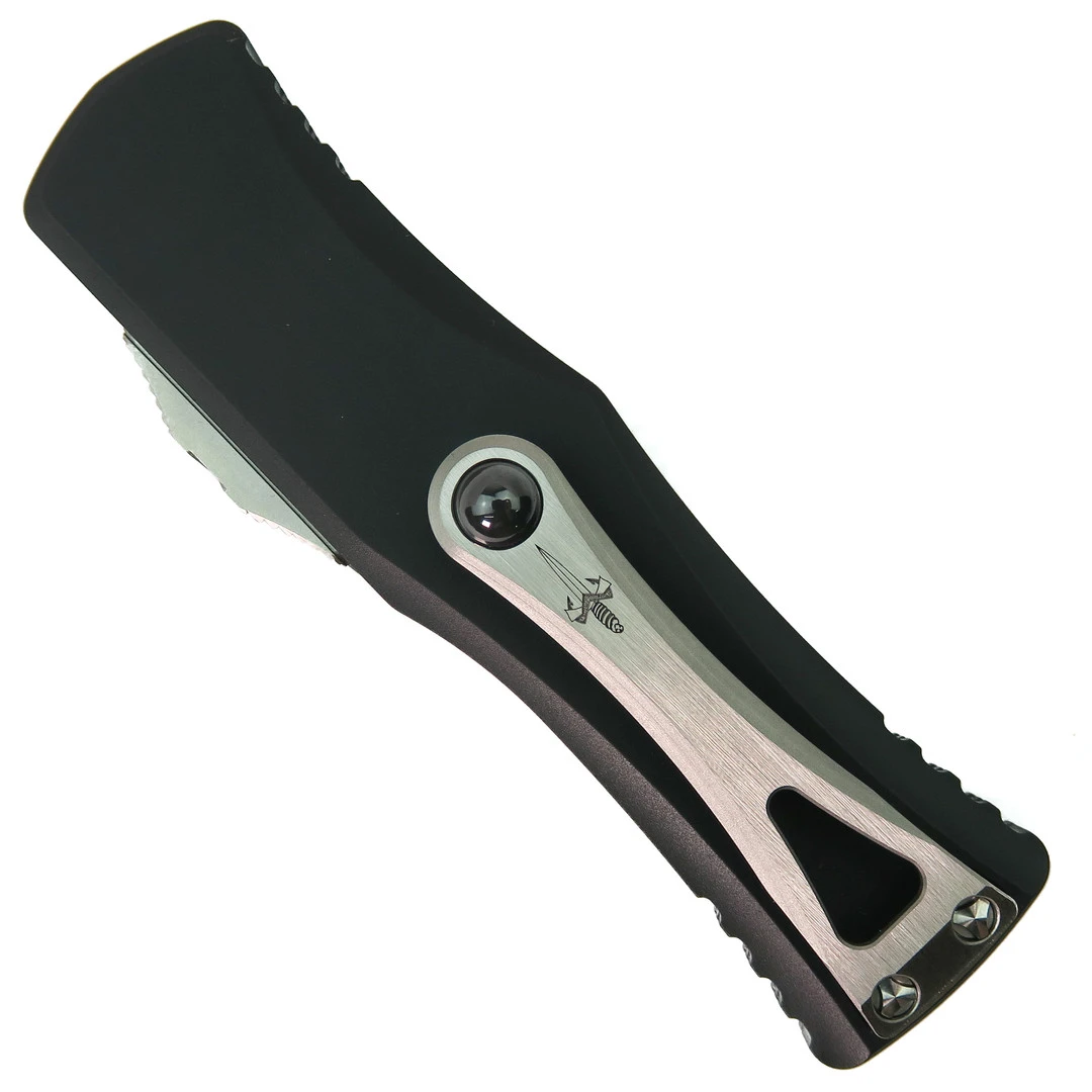 Marfione Custom Hera Black Anodized Alloy OTF Knife, Satin Dagger Blade - Image 2