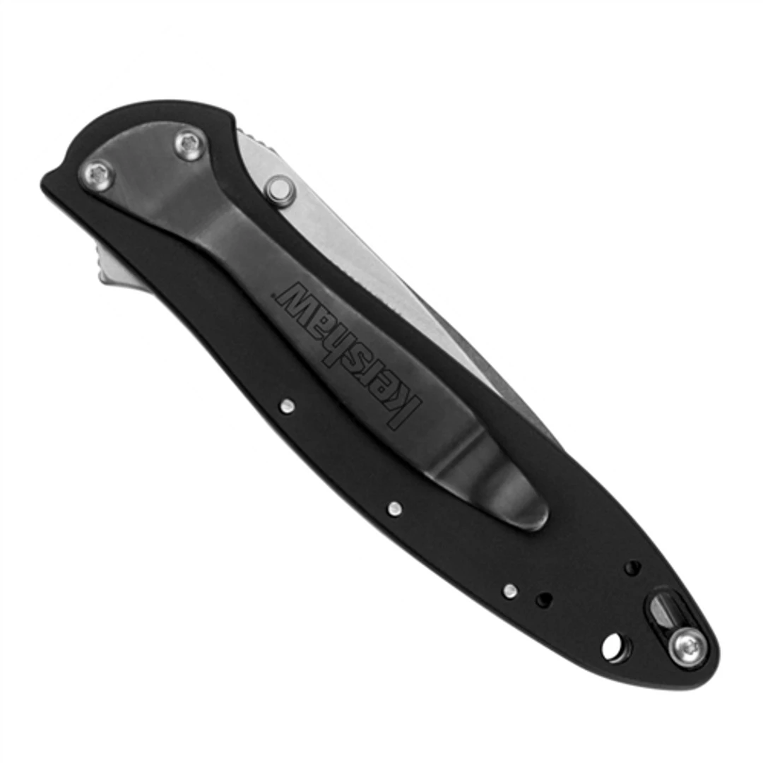 Kershaw Stonewash Leek Spring Assist Knife, Plain Blade, 1660SWBLK - Image 2