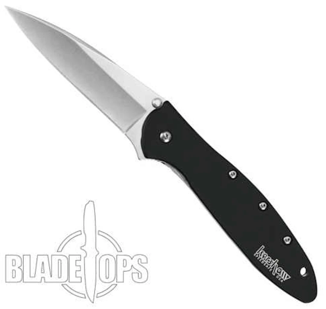 Kershaw Stonewash Leek Spring Assist Knife, Plain Blade, 1660SWBLK - Image 4