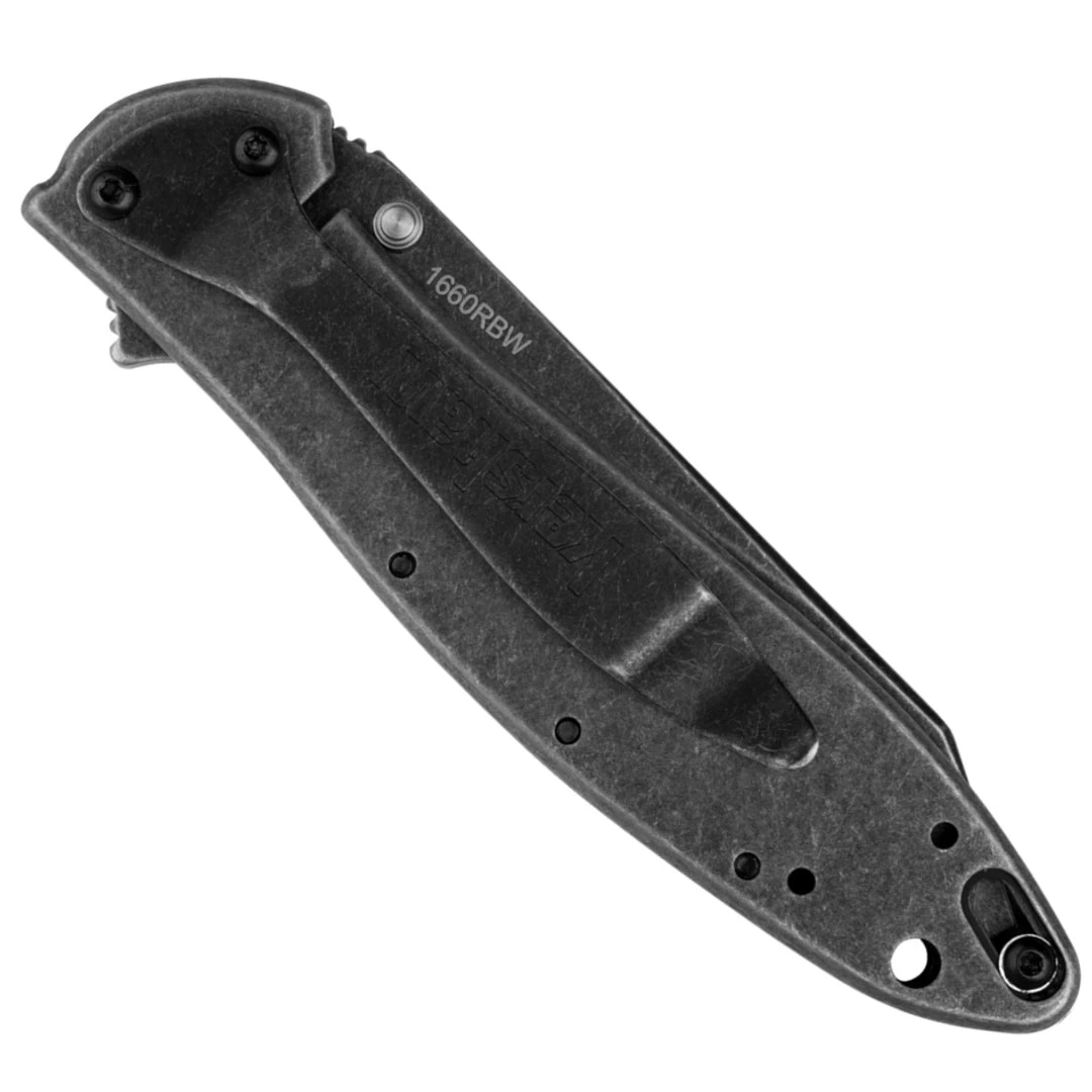 Kershaw BlackWash Random Leek Spring Assist Knife, Reverse Tanto - Image 2