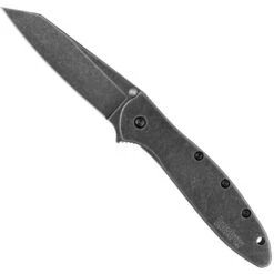 Kershaw BlackWash Random Leek Spring Assist Knife, Reverse Tanto