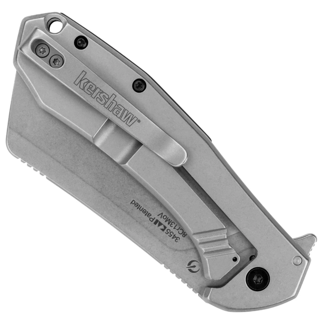 Kershaw Bracket Assist Flipper Knife, Stonewash Cleaver Blade - Image 2