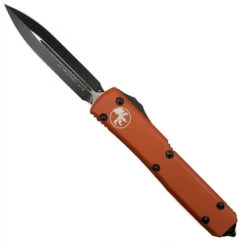 Microtech Orange Contoured Ultratech D/E OTF Auto Knife, Black Blade