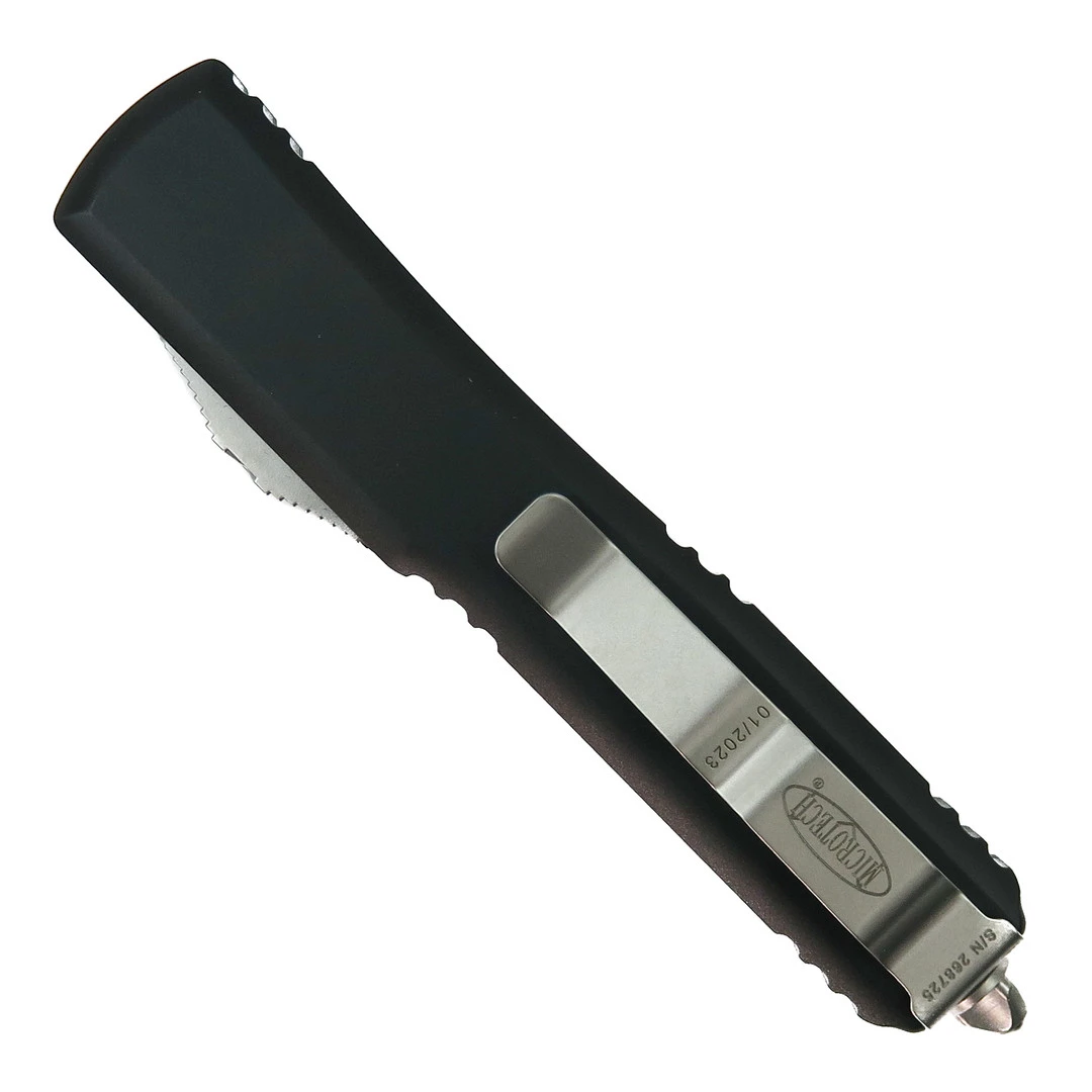 Microtech Ultratech OTF Knife, Stonewash Double Full Serrated Dagger Blade - Image 2