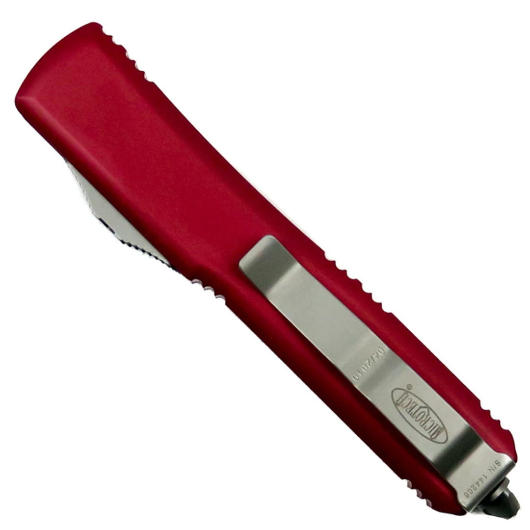 Microtech Red Ultratech Tanto OTF Auto Knife, Stonewash Blade - Image 2