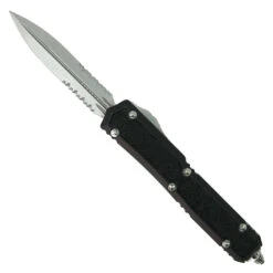 Microtech Signature Series Makora OTF Knife, Stonewash Combo Dagger Blade