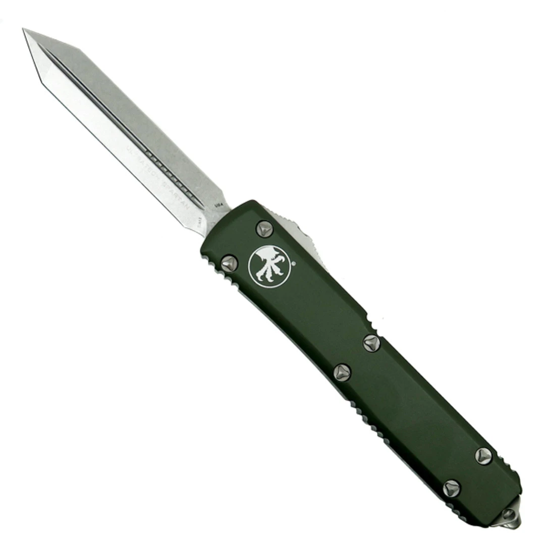 Microtech OD Green Ultratech Spartan OTF Auto Knife, Stonewash Blade