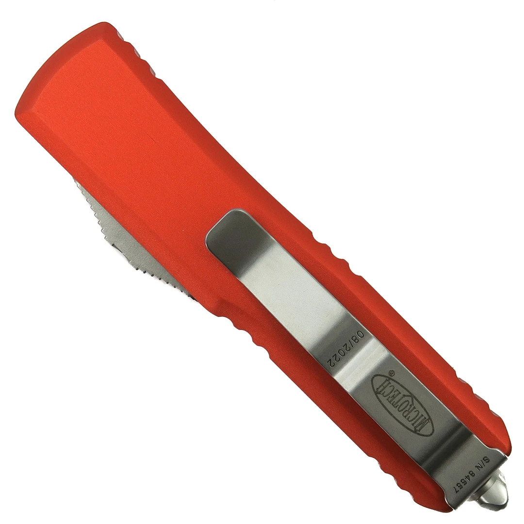 Microtech Orange UTX-85 OTF Auto Knife, Stonewash Dagger Blade - Image 2