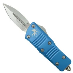 Microtech Turquoise Mini Troodon CA Legal OTF Auto Knife, Dagger Stonewash Blade