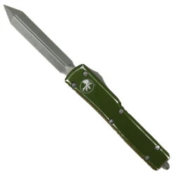 Microtech Distressed OD Green UTX-70 OTF Knife, Apocalyptic Spartan Blade