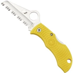 Spyderco MYLS Yellow Lightweight Manbug Salt Folder Knife, H-1 Satin SpyderEdge Blade