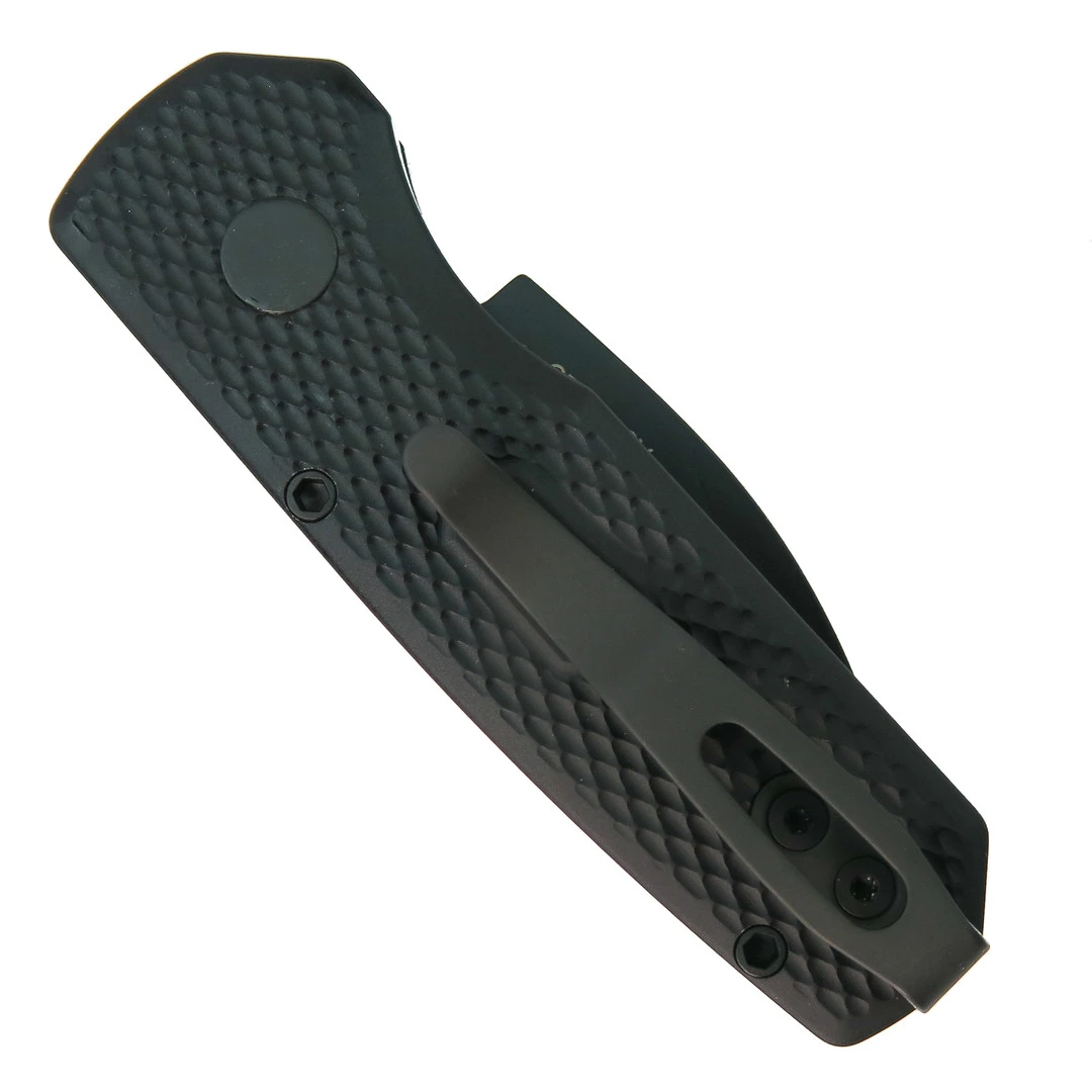 Pro-Tech Runt 5 Textured Black Aluminum Auto Knife, DLC Black Wharncliffe Blade - Image 2